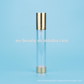 shiny gold aluminum airless bottle with logo debossed aluminum cap